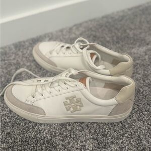 Tory Burch Cream Leather Sneakers